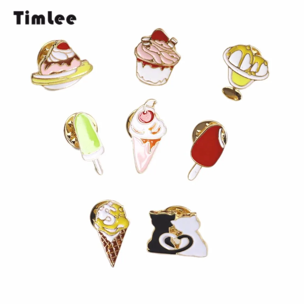 Timlee X308 BD Cartoon Cute Cat Ice Cream Metal Brooch Pins Wholesale | Украшения и аксессуары