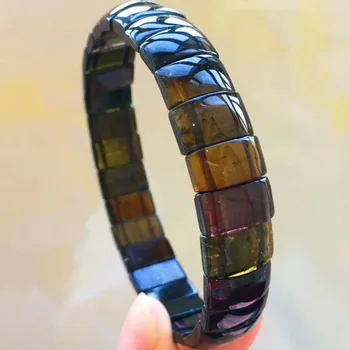 

Genuine Natural Green Yellow Tourmaline Quartz Crystal 11x6mm Rectangle Beads For Women Stretch Bracelets Bangles AAAAA