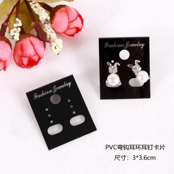

Jewelry Cards Custom Wholesale 100pcs/lot 3x3.7cm Black PVC Fashion Jewelry Earrings Hook Stud Earring Display Packaging Card