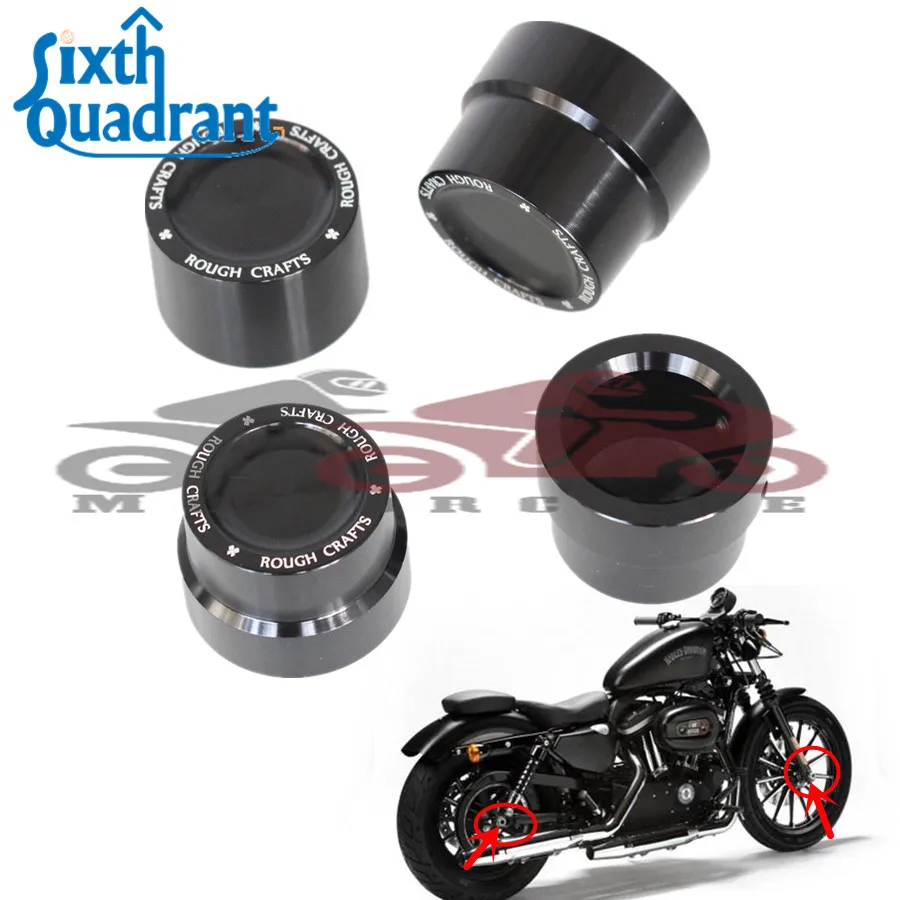 Motorcycle Black Front and Rear RC Rough Crafts Axle Cover Cap Nut For
