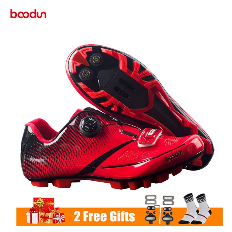 Red Mountain Shoes BOODUN Мужская велосипедная обувь, обувь для шоссейного велосипеда, обувь для горного велосипеда, светоотражающие велосипедные кроссовки, обувь для триатлона, гоночная обувь - Цвет: Red Mountain Shoes