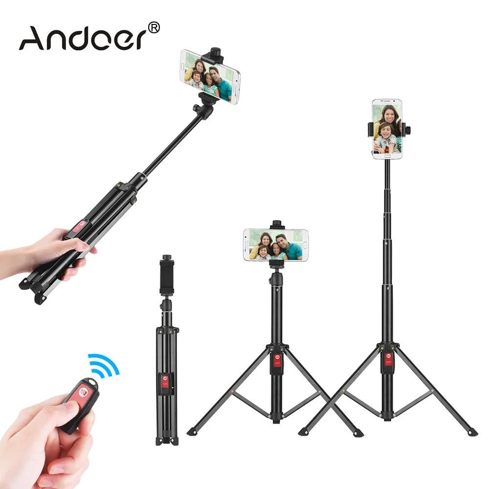 

Andoer Flexible Tripod Selfie Stick Support Stand w/ Bluetooth Remote for iPhone X for Samsung Galaxy for GoPro Hero DSLR Camera