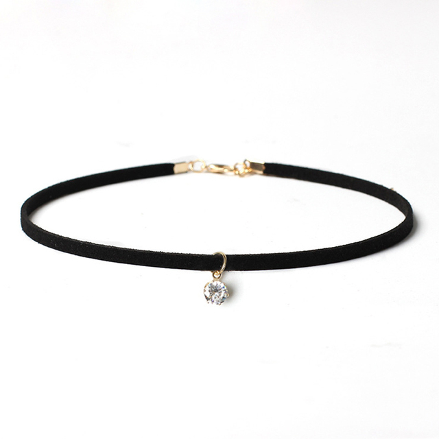 Rhinestone Chokers Necklaces for Women Jewelry Black Velvet Rope Chian Choker Necklace with Pendant Collier Femme 2022