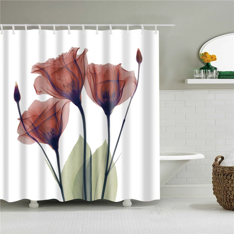 Waterproof Bath Shower Curtains 3d Flowers Printing Custain for Bathroom High Quality Polyester Bath Screen Home Decoration