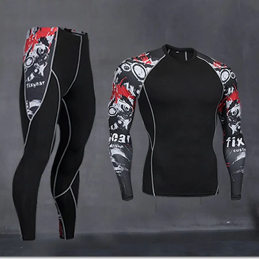 Günstig Mann Komprimiert Lange unterhosen Winter Thermische Unterwäsche Basis Schicht Set Winter Training Laufen Kleidung Männer Workout Kleidung Set S 4XL