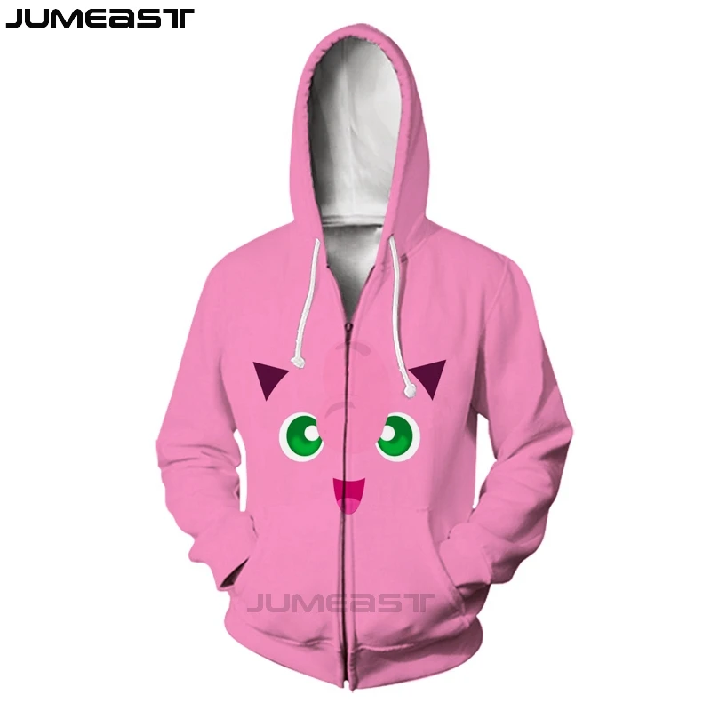 Jumeast бренд для мужчин/женщин 3D печатных мультфильм аниме Jigglypuff куртка с длинными рукавами спортивный пуловер модные весенние толстовки на молнии - Цвет: 04