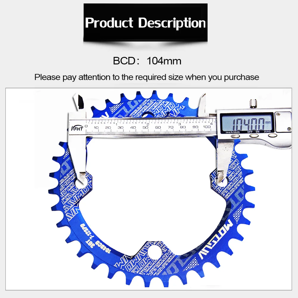 MTB велосипедная круглая узкая широкая Звездочка 32 T/34 T/36 T/38 T 104BCD, велосипедная цепь, круговой шатун, запчасти для велосипеда с одной пластиной