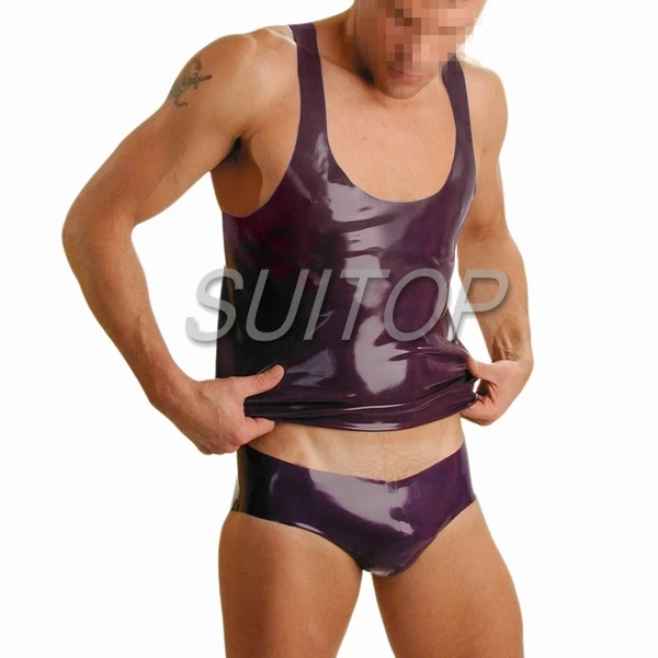 sexy man's rubber sports body suit latex shorts and vent lingerie sets