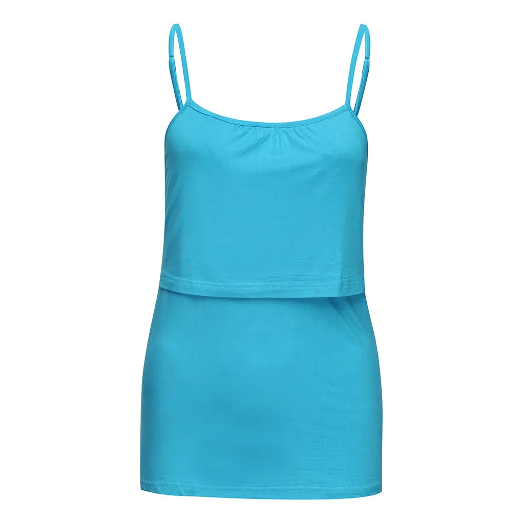 Для женщин беременных топы без рукавов для ухода за беременными женщинами для беременных и блузки Грудное вскармливание Nusring Одежда для беременных# G9 - Цвет: Синий