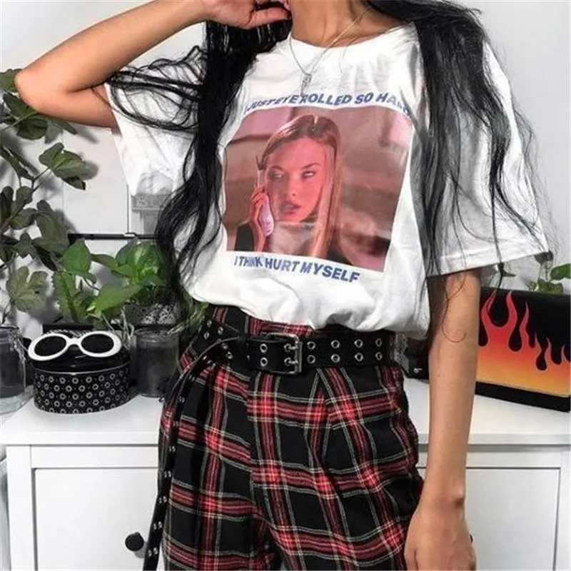 Модная женская футболка с надписью «I Just Eye» Tumblr 90s гранж белая футболка по мотивам фильма хипстеры