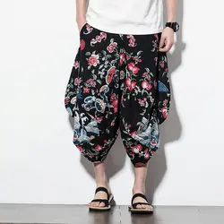 Для мужчин новые летние свободные штаны шаровары узор в китайском стиле пляжные брюки Таиланд повседневное крест брюки для девочек