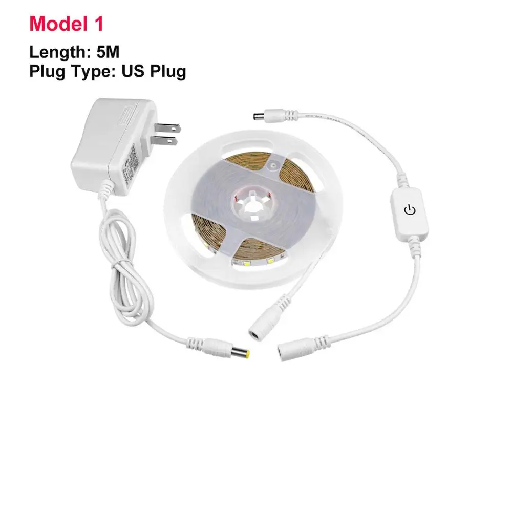12 В светодиодные полосы света с сенсорным сенсором переключатель Плавная регулировкая яркости для кухонный шкаф мебель ночник для спальни - Цвет: Model 1 US PLug