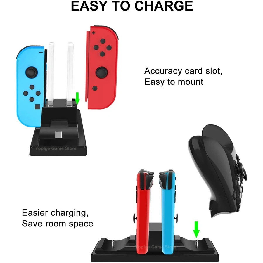 Зарядное устройство для Nintendo Switch 6 в 1 контроллер Joy con и 2 Pro док станция аксессуары