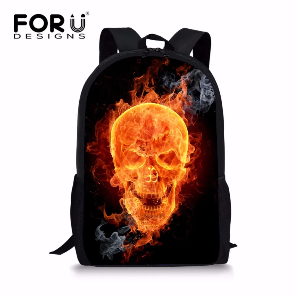 Forudesigns/Классические хип-хоп школьная сумка черного цвета в стиле панк череп Школьный для подростков Обувь для мальчиков модные основной