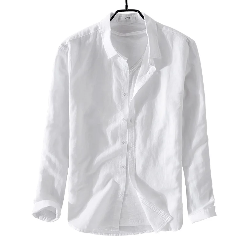 Suehaiwe's brand Italy stlye long-sleeved linen shirt men solid cotton men shirts summer white shirt male camisa dropshipping