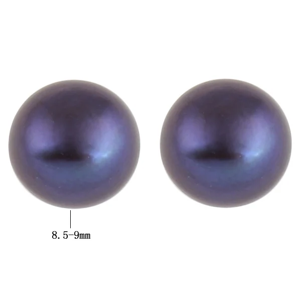 Наполовину просверленные бусины из культивированного пресноводного жемчуга, дешево, купол, наполовину просверленные, темно-фиолетовый, 8,5-9 мм, отверстие: около 0,8 мм, продается парой