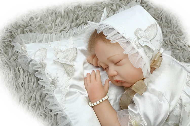 22 дюймов 55 см дизайн reborn baby doll прекрасный близкий глаз кукла силиконовая виниловая мягкая настоящая сенсорная рождественские подарки