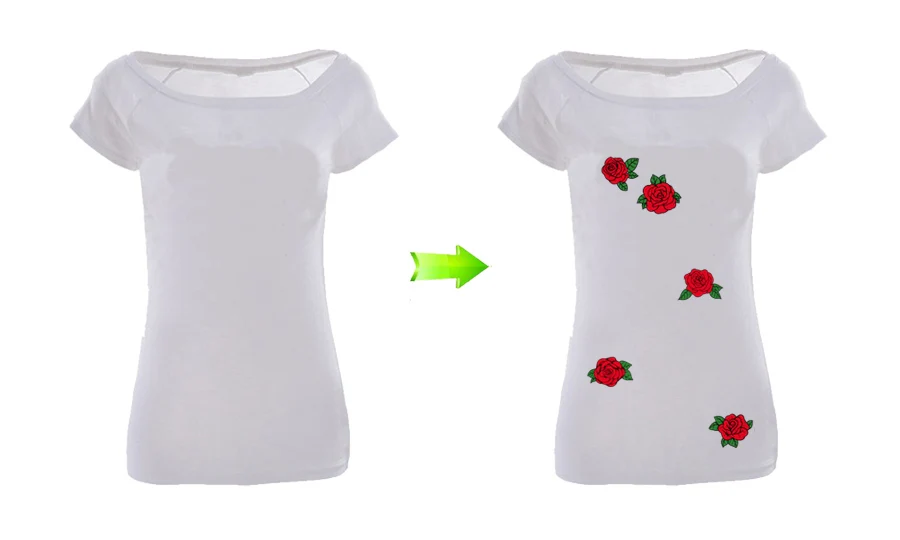 Rose Patches Sticker On Clothes 9PcsSet Washable New Design Badges Clothing Deco Diy Accessory Heat Transfer Applique4