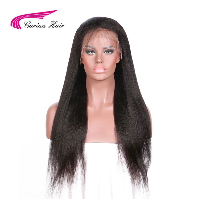 Carina Brazilian Non Remy font b Hair b font Natural Color Yaki Straight Glueless Full Lace