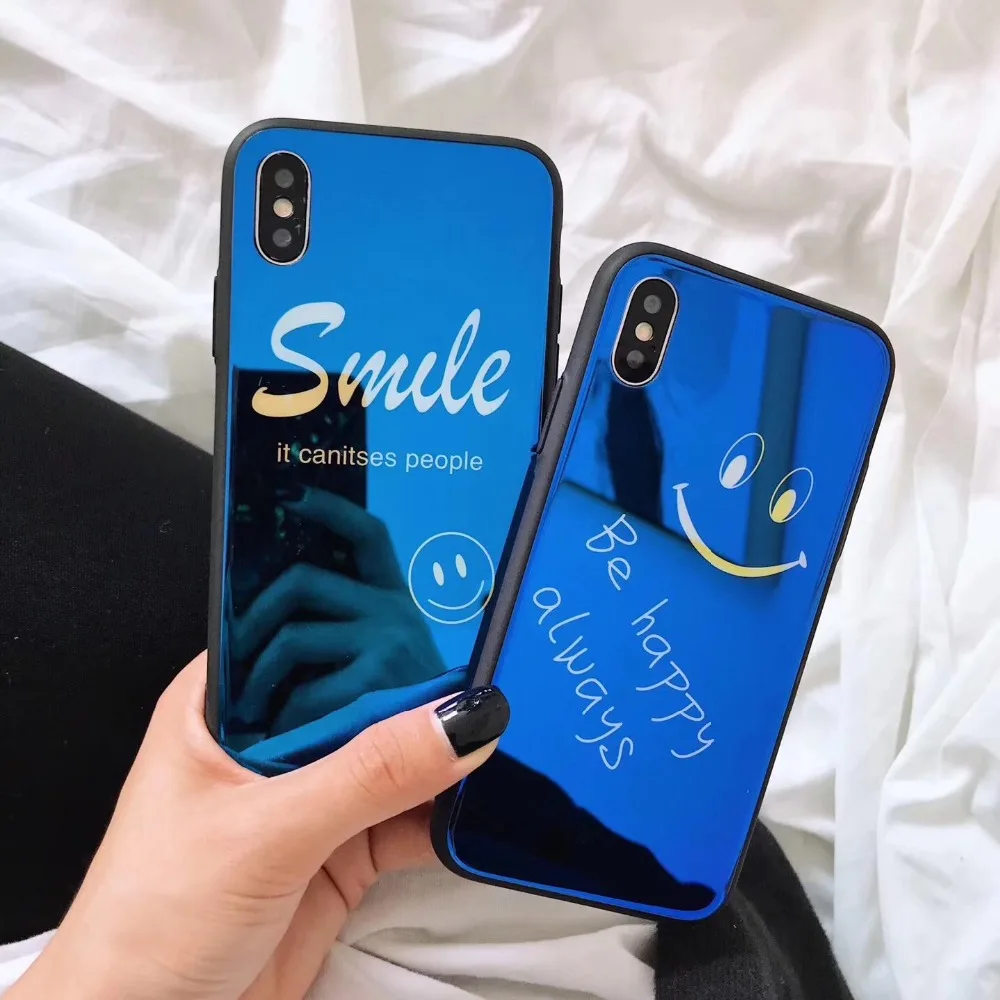 New Fashion Purple Light Phone Case For iPhone X 6 7 8 Plus Cute Smile