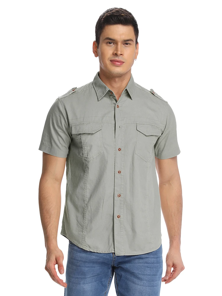 

Men's Summer Short-sleeved Solid Color Button Beach Shirts Casual Cotton High Quality New Fashion Tops 2019