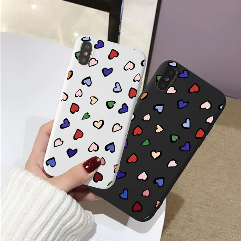 Яркий леопардовый чехол JAMULAR с сердечками для iPhone 6 6s X XS MAX XR 7 8 Plus черный белый