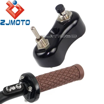 

Old School Motorcycle Low Profile Switch Block Button For Harley Cafe Racer Bobber w/ 1" 7/8" Handlebar Retro Switch Black