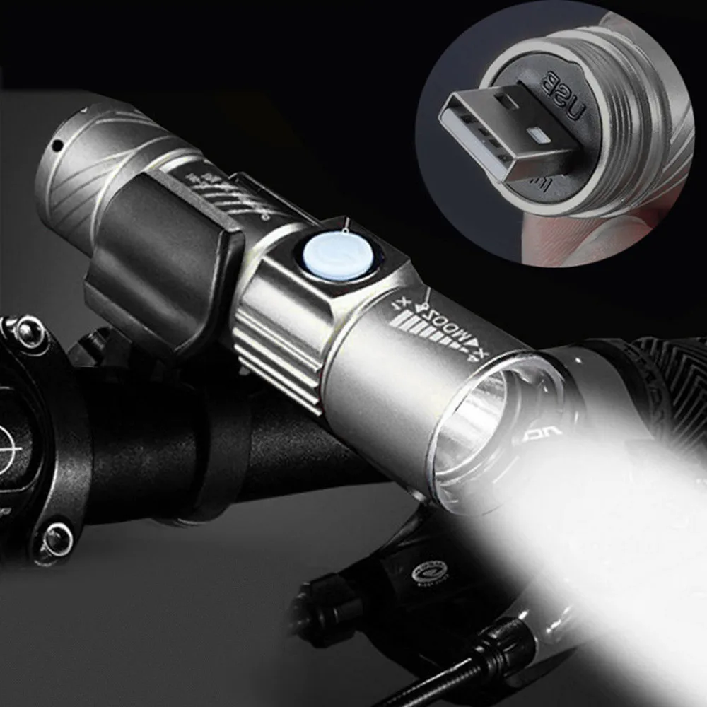 

skywolfeye Portable bicycle headlight adjustable LED zoom 3000LM MINI USB rechargeable flashlight waterproof flashlight 5.13