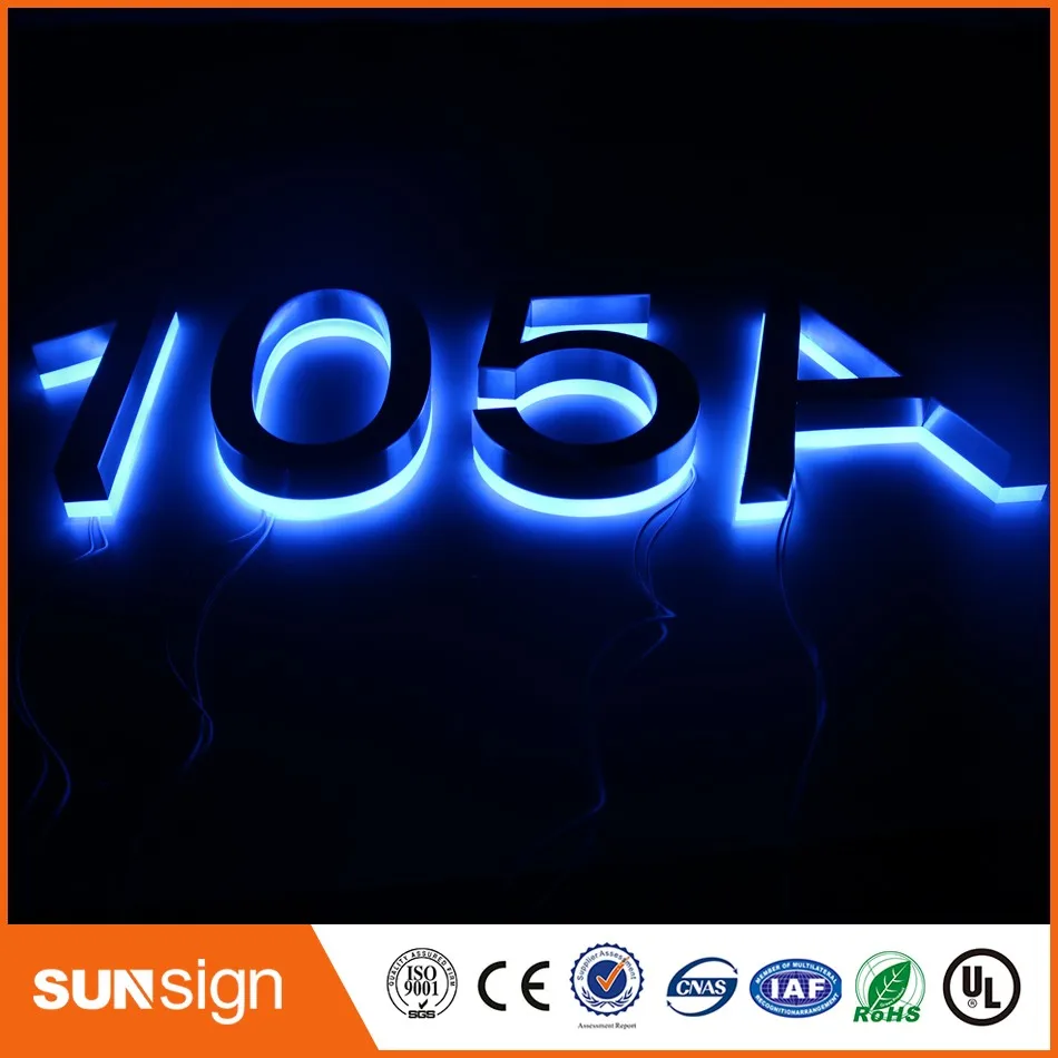 Sunsign 0-9 современный светодиодный номер дома с подсветкой нержавеющая сталь номер светодиодный