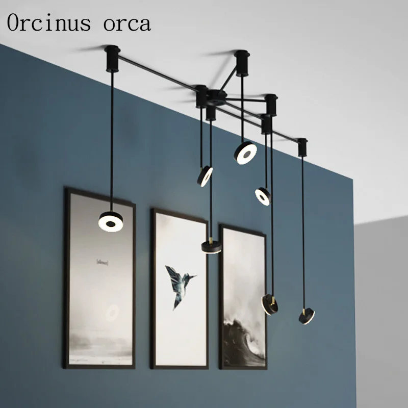 

Postmodern creative personality multi head LED chandelier clothing shop restaurant Nordic minimalist art iron pendant lamp