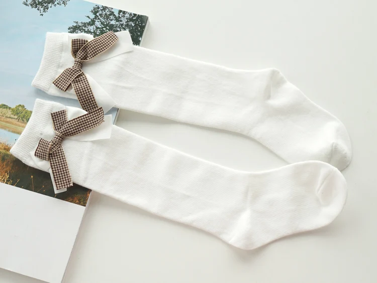 1 пара Детские хлопковые Гольфы с бантом|white school socks|knee high socks babyschool white |