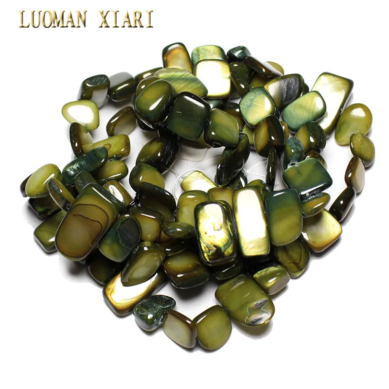 

Wholesale 9-16 mm Irregular Dyed Army Green Natural Shell Side Hole Beads For Jewelry Making Strand 34 '' DIY Necklace Bracelet