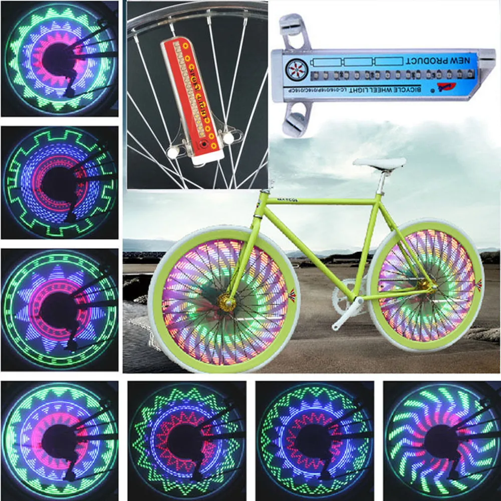 Clearance New Arrival Colorful Bicycle Lights Bike Cycling Wheel Spoke Light 32 LED 32-pattern Waterproof free shipping 1