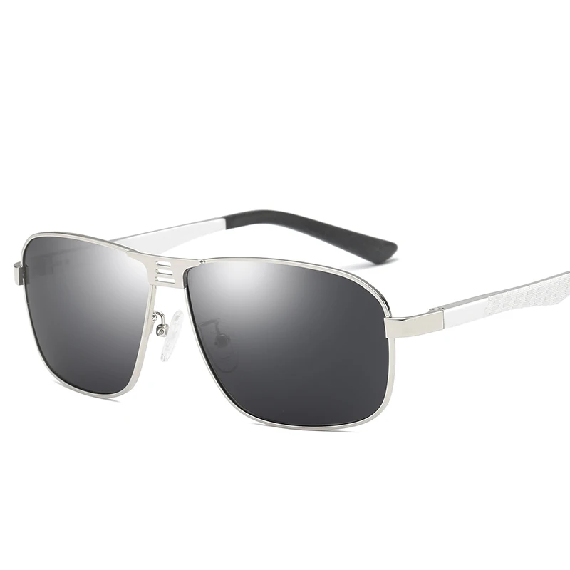 YSO мужские солнцезащитные очки винтажные Поляризованные UV400 алюминиевая рамка TAC линзы солнечные очки мужские Квадратные аксессуары для мужчин 3001 - Цвет линз: Silver-Black
