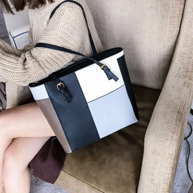 

Miyahouse Hit Color Shoulder Bag For Female 2019 Fashion PU Leather Handbags Women High Quality Ladies Tote Bag High Capacity