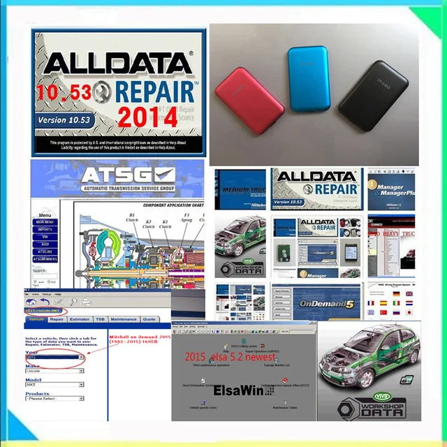 Alldata и mitchell программное обеспечение 10,53+ mitchell по запросу+ ATSG+ vivid workshop+ EL/SAwin+ heavy truck 1 ТБ hdd 48в1 fit 32& 64bit