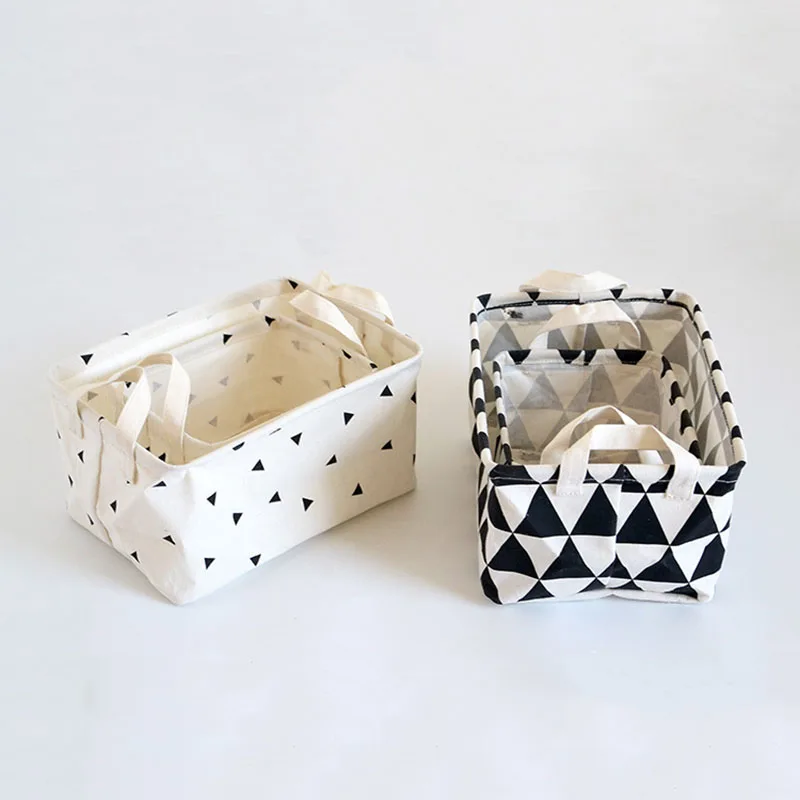 

Desk Storage Box Linen Cotton Geometry Pattern Storage Organizer For Cloth Storage Basket Desktop Cosmetic Case Organizer