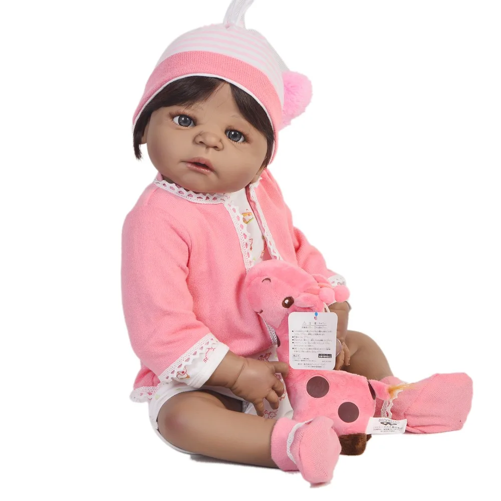 

full Silicone reborn baby girl dolls 22"55cm super beautiful bebes reborn menina bonecas real alive big eyes baby bonecas gift
