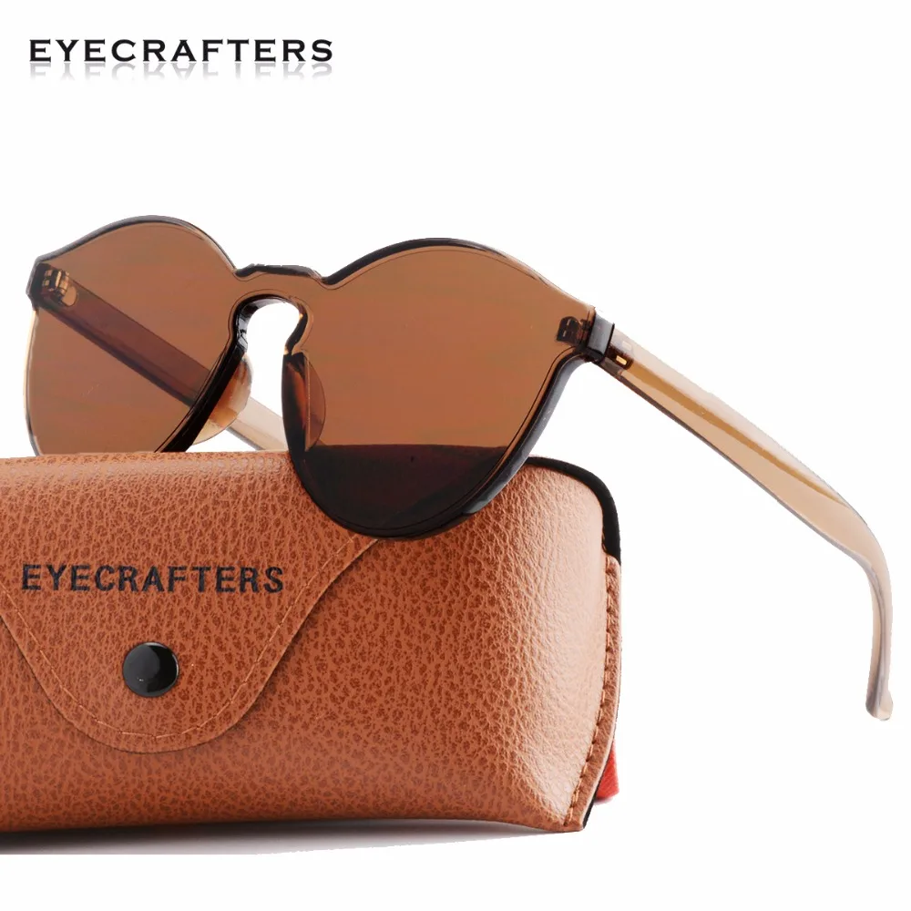 

Cat Eye Shades Brand Designer Transparent See through Lens Sun glasses Eyewear Candy Color UV400 Fashion Round Womens Sunglasse