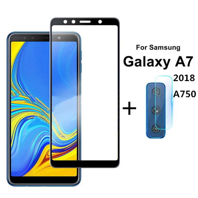 For A7 2018 A750 2-в-1 защитная пленка из закаленного стекла для samsung galaxy A20 A30 A40 A50 A70 Камера защитное устройство для объектива на M20 M30 A7 A8 A9 защитная пленка объектива защитное стекло - Цвет: For A7 2018 A750