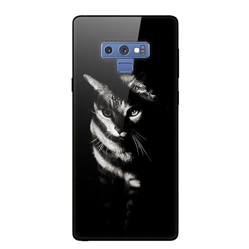 15 Чехол из закаленного стекла для samsung Note 9, чехол 6,", Мягкий бампер с 3D принтом кота, чехол для телефона samsung Galaxy Note 9 Note9 - Цвет: 15