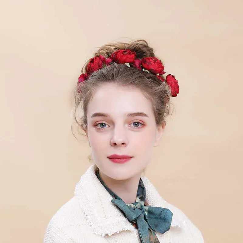

HIYONG 2019 Newly Fabric Bridal Hair Accessories Wedding Hair Jewelry Wedding Bride Flower Travel Holiday Seaside Floral Garland