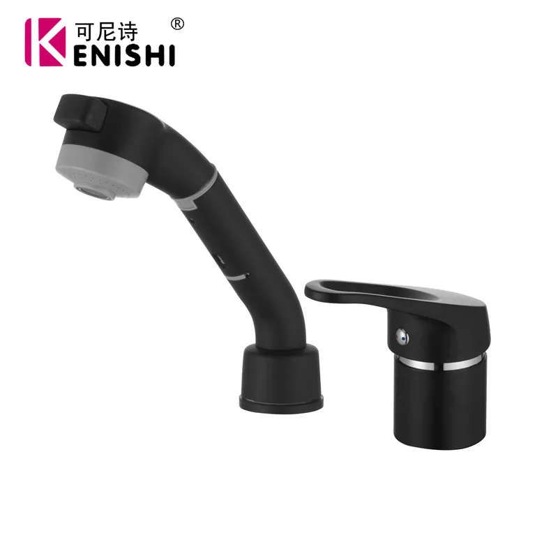 Kenishi смесители для раковины черный, белый цвет ванной кран смеситель для раковины Раковина Смесители для ванной комнаты torneira 2 отверстия смеситель - Цвет: Black