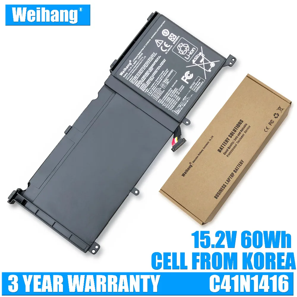 Weihang Korea Cell 15 2 V 60Wh C41N1416 Аккумулятор для ноутбука Asus ZenBook Pro G501 G601J UX501VW N501L UX501J Series |