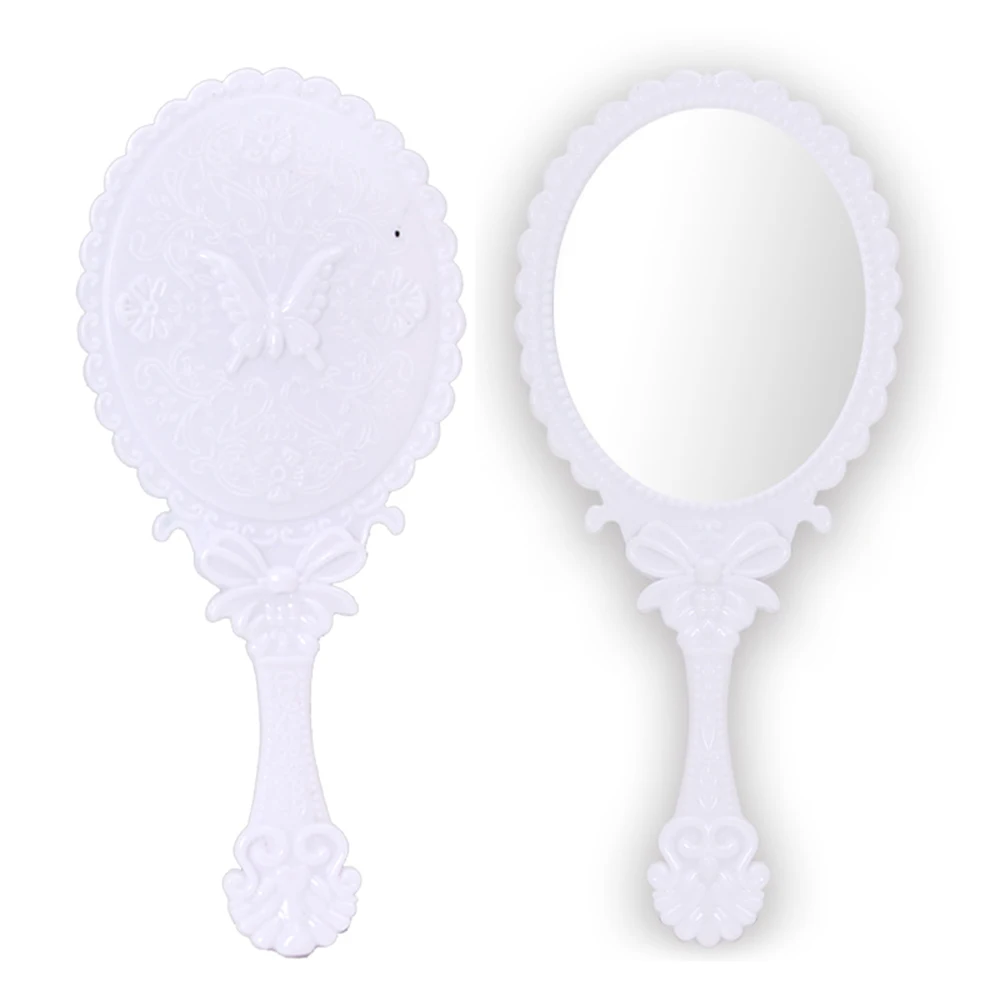 

8.5*19.5 cm Large Size Mirror Fashion Vintage Butterfly Pattern Mirror Oval Hand Held Ladies Girls Makeup Beauty Tools