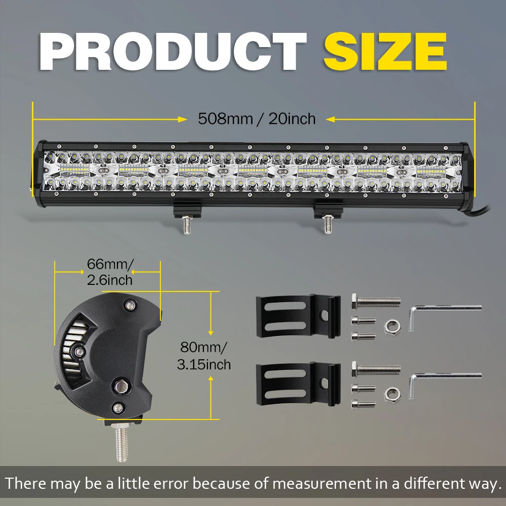 CO светильник 420W 3-рядная светодиодный светильник бар автомобилей 20 дюймов комбинированный прожектор луч светодиодные панели для грузовиков ATV Трактор джип Авто Работа светильник 12V 24V