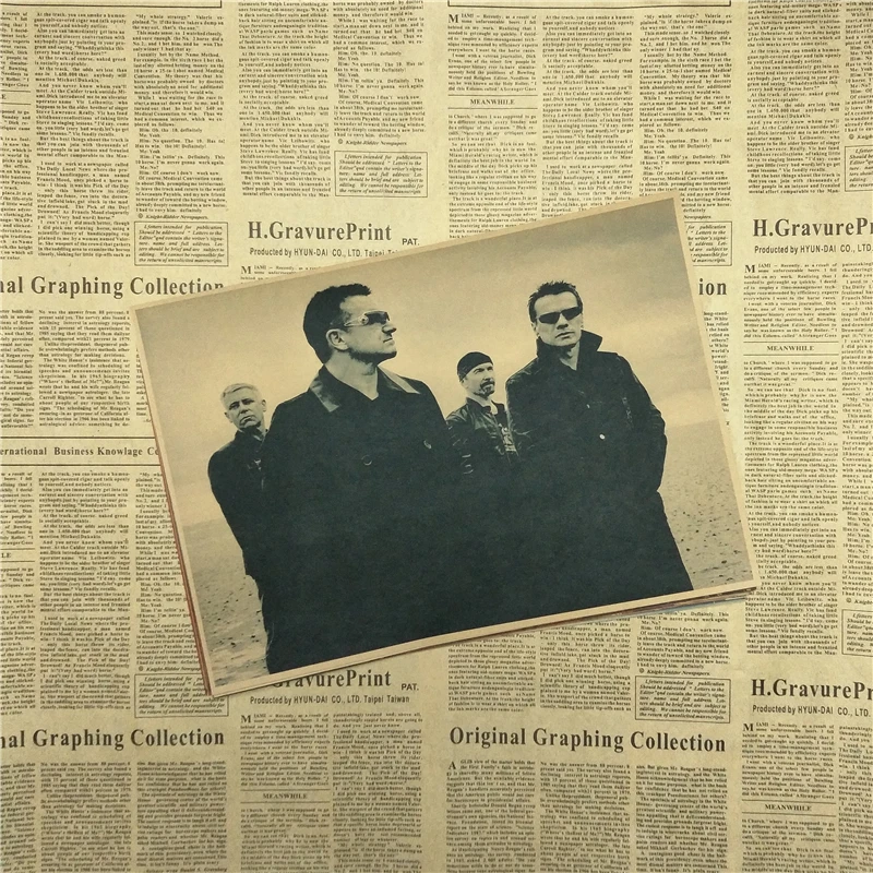 Винтажный постер U2 в стиле ретро британский ирландский крафт плакат для кафе