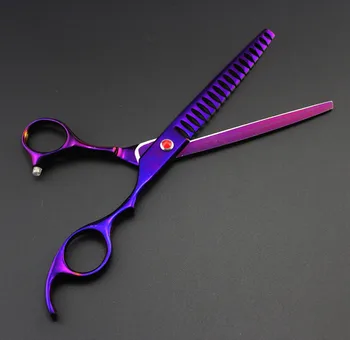

Professional 440c 7'' voilet dog grooming hair scissors cat pet shears animal barber thinning hair clipper hairdressing scissors