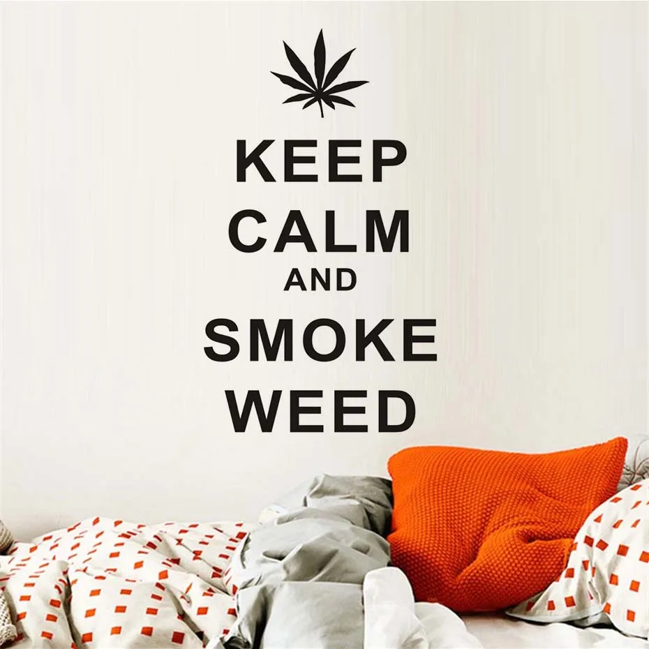 Keep Calm And Smoke Weed Creative Quotes Wall Sticker Diy Vinyl