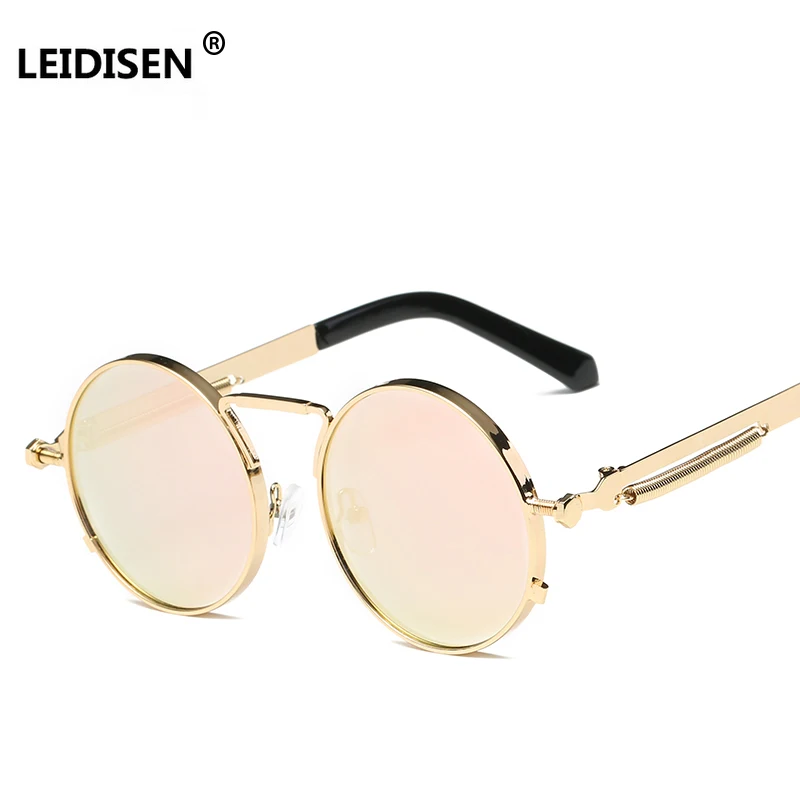 LEIDISEN, Винтажные Солнцезащитные очки, мужские, круглые, оттенки, классические, стимпанк, солнцезащитные очки, женские, брендовые, дизайнерские, модные, цветные линзы, UV400